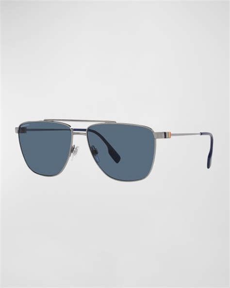 burberry pilot double bridge metal sunglasses|Burberry Men's Blaine Double.